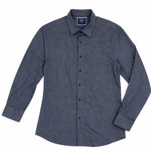 Charles Tyrwhitt Slim Fit Button Down Shirt Blue Textured Long Sleeve Mens Large
